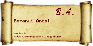 Baranyi Antal névjegykártya